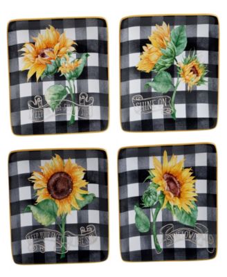 Certified International - Sunflower Fields 4-Pc. Canape Plates asst.