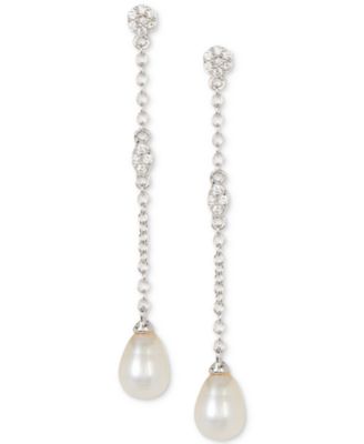 ADORNIA - Silver-Tone Freshwater Pearl (7mm) Drop Earrings