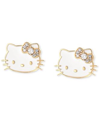Macy's - Hello Kitty Diamond & Enamel Stud Earrings (1/20 ct. t.w.) in 10k Gold