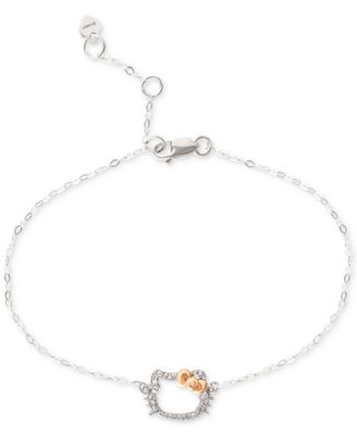 Macy's - Hello Kitty Diamond Silhouette Link Bracelet (1/20 ct. t.w.) in 10k White & Rose Gold