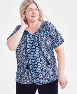 Style & Co - Plus Size Vacay Printed Short-Sleeve Top