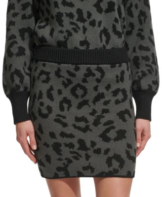 DKNY Jeans - Women's Animal-Print Pull-On Mini Sweater Skirt