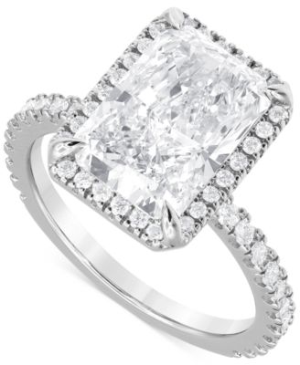 Badgley Mischka - Lab Grown Certified Diamond Radiant- & Round-Cut Engagement Ring (4-1/2 ct. t.w.) in 14k Gold