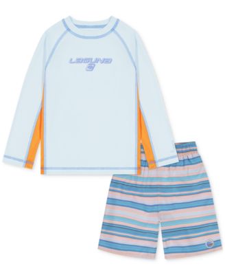 Laguna - Little Boys Sundown Stripe Out 2-Pc. Swim Top & Swim Trunks Set