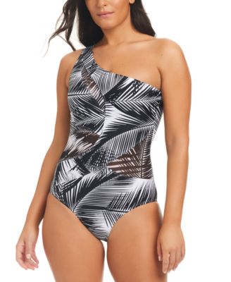 Beyond Control - Women's Giving Attitude One-Shoulder Printed One-Piece Swimsuit