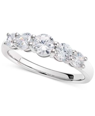 Macy's - Diamond Five Stone Graduated Band (1 ct. t.w.) in 14k White Gold