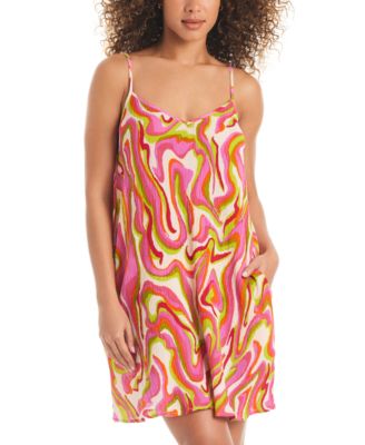 Sanctuary - Women's Neon Swirl Cotton Cover-Up Tank Dress