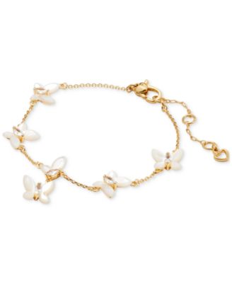 kate spade new york - Gold-Tone Cubic Zirconia & Mother-of-Pearl Butterfly Link Bracelet