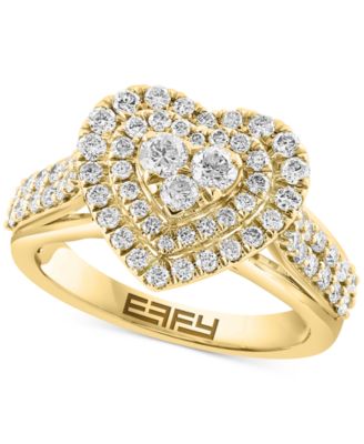 EFFY Collection - Diamond Halo Cluster Heart Ring (1-1/20 ct. t.w.) in 14k Gold