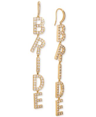 AJOA - Pav&eacute; Cubic Zirconia Bride Linear Drop Earrings