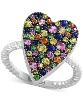 EFFY Collection - Multi-Gemstone Heart Ring (1-3/8 ct. t.w.) in Sterling Silver