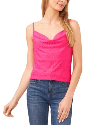 CeCe - Women's Eyelet Spaghetti-Strap Cowl Neck Top