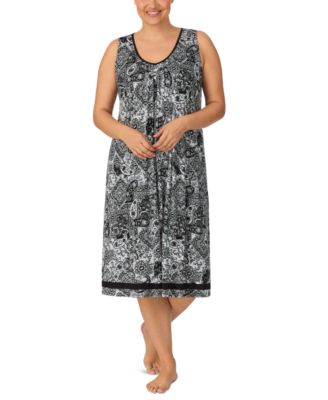 Ellen Tracy - Plus Size Printed V-Neck Midi Nightgown