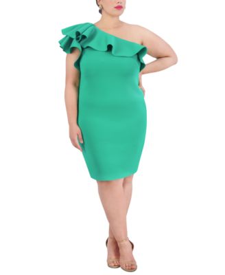 Eliza J - Plus Size Ruffled One-Shoulder Dress
