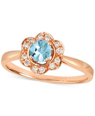 Le Vian - Blueberry Sapphire (1/3 ct. t.w.) & Vanilla Diamond (1/8 ct. t.w.) Flower Halo Ring in 14k Rose Gold