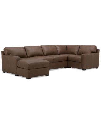 Furniture - Radley 4-Pc. Leather Square Corner 85" x 148" Modular Chaise Sectional