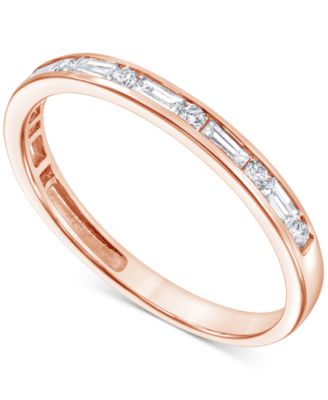 Macy's - Diamond Round & Baguette Band (1/3 ct. t.w.) in 14k Rose Gold