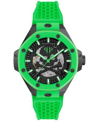 Philipp Plein - Men's Automatic Skeleton Royal Green Silicone Strap Watch 46mm