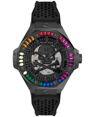 Philipp Plein - Men's Automatic Skeleton Royal Black Silicone Strap Watch 46mm