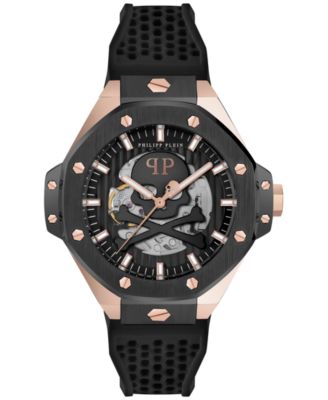 Philipp Plein - Men's Automatic Skeleton Royal Black Silicone Strap Watch 46mm