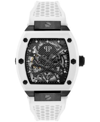 Philipp Plein - Men's Automatic The Skeleton White Silicone Strap Watch 44mm