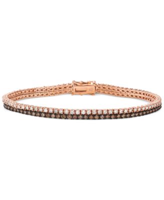 Le Vian - Chocolate Diamond & Nude Diamond Double Row Tennis Bracelet (3-1/2 ct. t.w.) in 14k Rose Gold