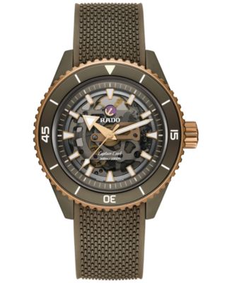Rado - Men's Swiss Automatic Captain Cook Green Rubber Strap Watch 43mm