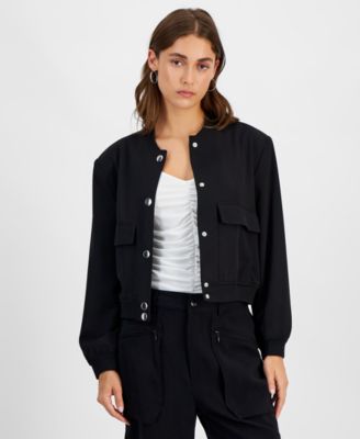 Bar III - Petite Snap-Up Bomber Jacket