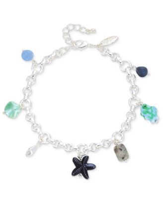 Style & Co - Mixed Bead & Stone Sea Charm Ankle Bracelet