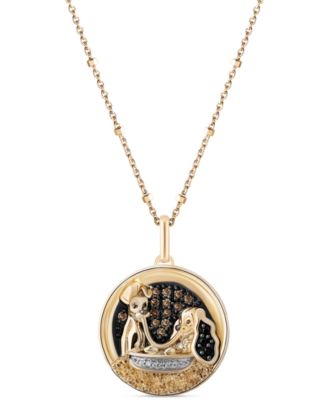 Wonder Fine Jewelry - Multicolor Diamond Lady & The Tramp 18" Pendant Necklace (1/8 ct. t.w.) in Gold-Plated Sterling Silver
