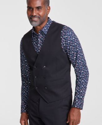 Tayion Collection - Men's Classic-Fit Solid Double-Breasted Suit Separate Vest