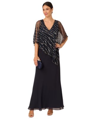 Adrianna Papell - Women's V-Neck Beaded Popover Gown