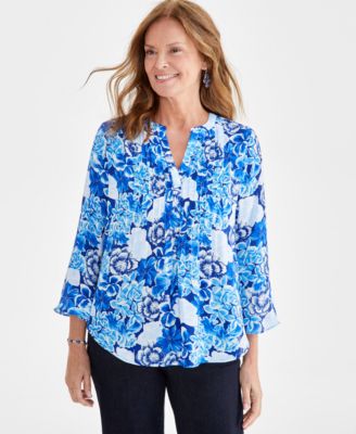 Style & Co - Women's Gigi Printed Pintucked Top