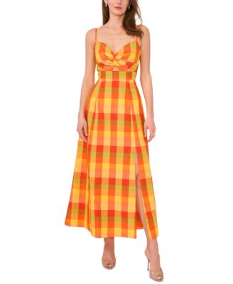 1.STATE - Women's Plaid Twist-Front Maxi Dress