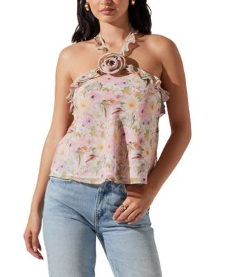 ASTR the Label - Women's Alix Ruffled Floral Halter Top