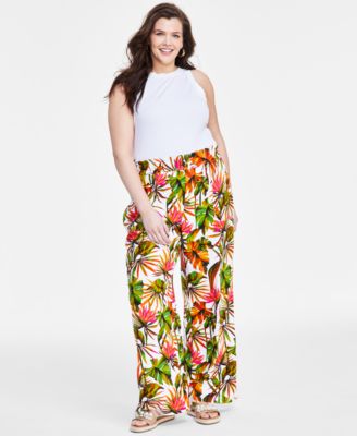 I.N.C. International Concepts - Plus Size Printed Wide-Leg Pants