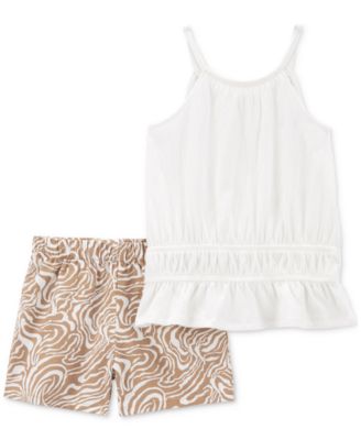 Carter's - Little & Big Girls Crinkle Jersey Top & Pull-On Shorts, 2 Piece Set
