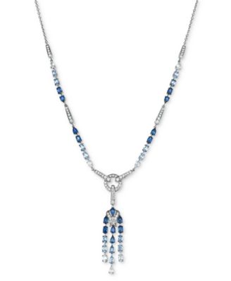 Le Vian - Denim Ombr&eacute; Sapphire (7-1/20 ct. t.w.) & White Sapphire (2-3/4 ct. t.w.) Chandelier 19" Lariat Necklace in 14k White Gold