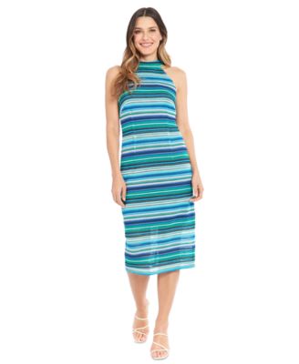 London Times - Petite Crochet Halter Midi Dress