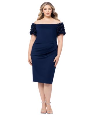 XSCAPE - Plus Size Off-The-Shoulder Ruffle-Sleeve Sheath Dress