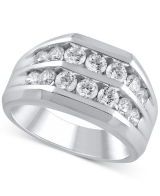 Macy's - Men's Diamond Two-Row Channel-Set Ring (1-1/2 ct. t.w.) in 10k White Gold