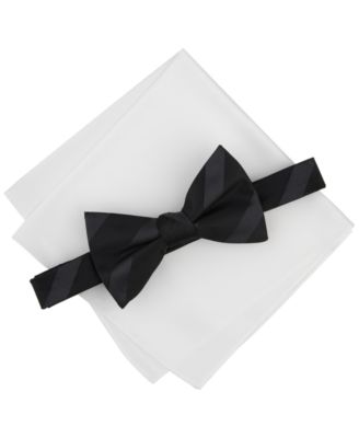 Alfani - Men's Westfield Stripe Bow Tie & Solid Pocket Square Set
