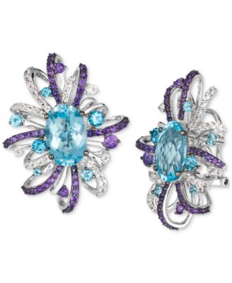 Le Vian - Multi-Gemstone Abstract Cluster Statement Earrings (21-1/3 ct. t.w.) in 14k White Gold