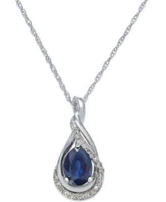 Macy's - Emerald (5/8 ct. t.w.) and Diamond Accent Pendant 18" Necklace in 14k White Gold(Also Available in Sapphire)
