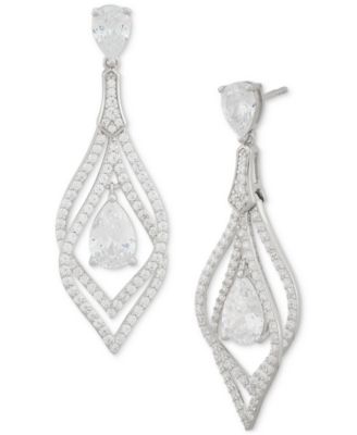 Arabella - Cubic Zirconia Pear Orbital Drop Earrings in Sterling Silver