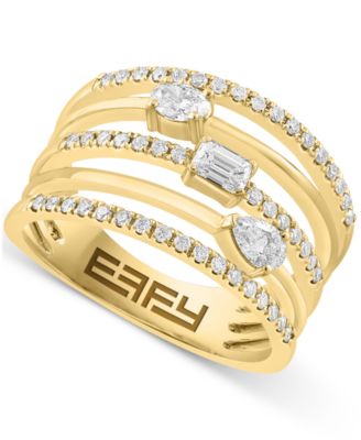 EFFY Collection - Diamond Mixed Cut Multirow Statement Ring (5/8 ct. t.w.) in 14k Gold