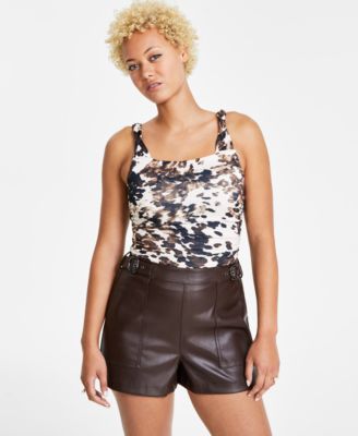 Bar III - Women's Printed Twisted-Strap Bodysuit