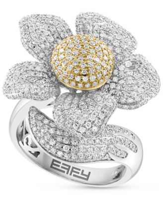 EFFY Collection - Diamond Pav&eacute; Large Flower Statement Ring (1-5/8 ct. t.w.) in 14k Two-Tone Gold
