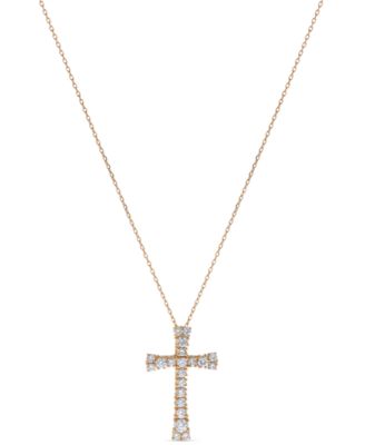 Macy's - Diamond Cross Pendant Necklace (1 ct. t.w.) in 14k Gold, 16" + 2" extender