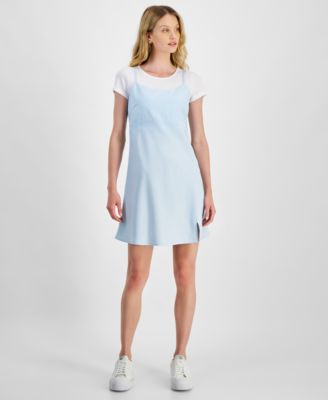 Madden Girl - Juniors' Attached T-Shirt Mini Slip Dress